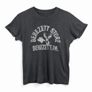 Vintage Retro Gray Graphic Cotton Camp Tee Benezett Store PA Small Single Stitch